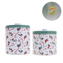 Zestaw 2 metalowych pudełek świątecznych Intesi ozdoba bożonarodzeniowa do kuchni