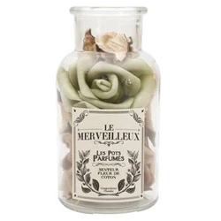 Szklany słój 16cm z pot pourri zielone