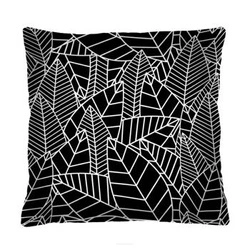 Poduszka dekoracyjna welurowa Weed czarno-biała antyalergiczna do salonu 40x40 cm