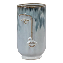 Wazon ceramiczny niebieski twarz 17cm