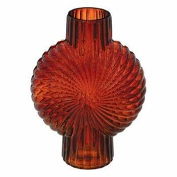 Wazon szklany Shell czerwony 25 cm nowoczesny dekoracyjny na kwiaty do salonu Atmosphera
