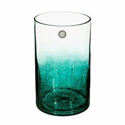 Wazon szklany Crackle 20cm morski nowoczesny dekoracyjny do salonu Atmosphera