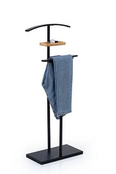 5five simply smart wieszak stojący do przedpokoju bambusowo‑metalowy z półką