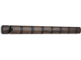 Wieszak ścienny do przedpokoju Flip Umbra drewniany nowoczesny z 8 uchwytami brązowy