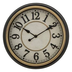 Zegar ścienny vintage Nell czarno-złoty cichy mechanizm do salonu Atmosphera Ø 29 cm