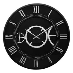 Nowoczesny duży zegar ścienny Kerian 57 cm czarny z cichym mechanizmem do salonu Atmosphera