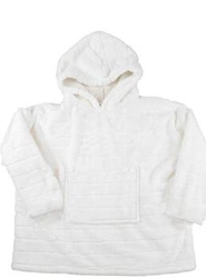 Bluzo koc z futerka Intesi biały ciepły koc z kapturem na kanapę do salonu