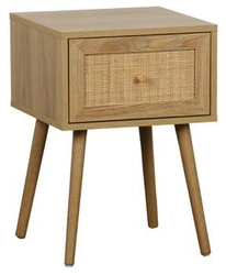 Szafka nocna Intesi Ballo boho z plecionym frontem, naturalny dąb