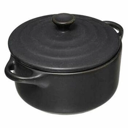 Ceramiczna okrągła kokilka do zapiekania 10 cm z pokrywką i uchwytami czarna 5five simply smart
