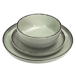 Nowoczesny zestaw obiadowy Temp na 4 osoby zielony ceramiczny do jadalni