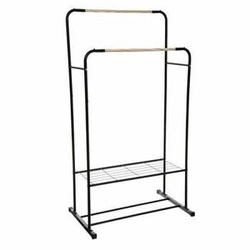 Artemis nowoczesny wieszak stojący do przedpokoju podwójny czarny metal z półką 5five