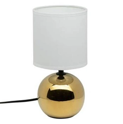Lampka nocna Timeo złota glamour z białym abażurem do sypialni i salonu Atmosphera 24,7 cm