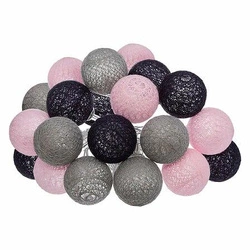 Cotton balls girlanda świetlna LED Atmosphera różowo-szara do sypialni i salonu 4,35 m