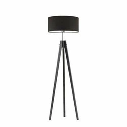 Lampa stojąca do salonu drewniana z abażurem brązowym HAITI glamour 138 cm LYSNE