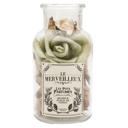 Szklany słój 12cm z pot pourri zielone