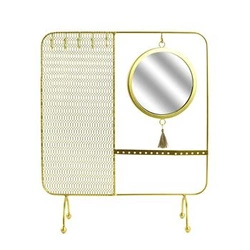 Intesi Organizer na biżuterię glamour z lustrem złoty metalowy stojak na naszyjniki