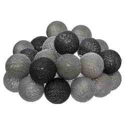 Girlanda świetlna cotton balls Atmosphera 20 LED szara i czarna do salonu i sypialni 435cm