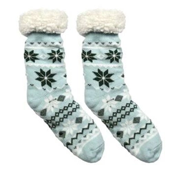 Skarpetki świąteczne Intesi niebieskie z motywem śnieżynki, ciepłe i miękkie na prezent