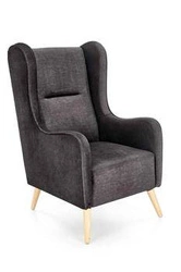 Fotel uszak Caitano skandynawski do salonu antracytowy tapicerowany z podłokietnikami Intesi