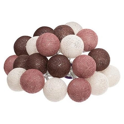 Cotton balls Atmosphera girlanda świetlna LED do sypialni różowo-beżowa 20 kul 4,35 m na prąd