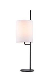 Lampa stołowa Tokyo czarna nowoczesna z abażurem do sypialni i salonu Ledea 18 cm