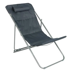 Leżak ogrodowy Bilbao szary składany stalowy na taras balkon odporny na warunki zewnętrzne