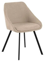 Krzesło tapicerowane Nils Actona do jadalni beżowe nowoczesne kubełkowe na czarnych nogach