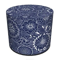 Pufa ogrodowa okrągła Calc Intesi granatowo-biała wodoodporna do ogrodu i na balkon 40 cm