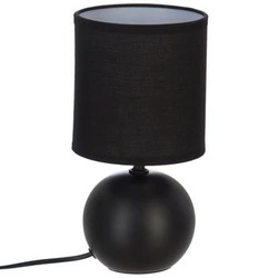 Lampka nocna Timeo ceramiczna czarna matowa z abażurem nowoczesna do sypialni lub salonu