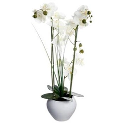 Sztuczna orchidea Atmosphera w białej doniczce 53 cm nowoczesny kwiat do salonu
