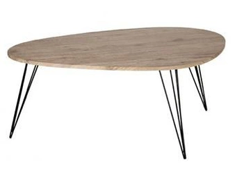 Stolik kawowy Neile owalny drewniany nowoczesny do salonu na trzech nogach Atmosphera