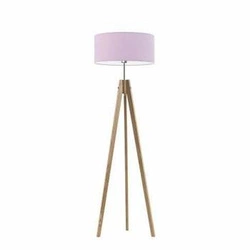 Lampa podłogowa stojąca do salonu HAITI Lysne fioletowa z abażurem dębowy stelaż 138 cm