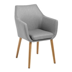 Krzesło tapicerowane Nora Actona do jadalni i salonu szare z podłokietnikami drewniane