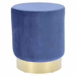 Pufa welurowa Souris Velvet L okrągła niebieska glamour do salonu na złotej podstawie