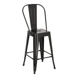 Hoker Paris Back 66 cm czarny metalowy z oparciem do wyspy kuchennej inspirowany Tolix D2.DESIGN