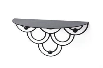 Nowoczesna czarna półka ścienna Husk POLYHEDRA metalowa na książki do salonu 28 cm