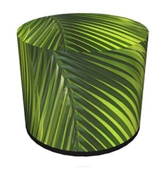 Pufa okrągła Idyll Intesi nowoczesna tapicerowana do salonu lub sypialni zielona 40 cm