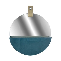 Okrągłe lustro wiszące Intesi Rangement z półką do przedpokoju nowoczesne niebieskie