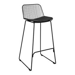 Hoker Dill High czarny z oparciem, metalowy, tapicerowany, do kuchni i wyspy, 75 cm Intesi