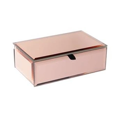 Organizer na biżuterię Golden Rose szklany glamour z przegródkami Intesi różowy