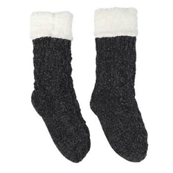 Skarpetki ocieplane Chenille Intesi czarne, grube i miękkie do domu, styl nowoczesny 36-41