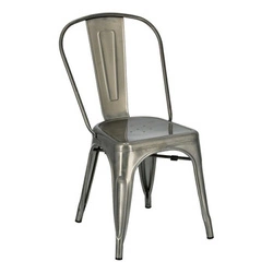 Krzesło metalowe Paris D2.DESIGN inspirowane Tolix do jadalni kuchni loft srebrne industrialne