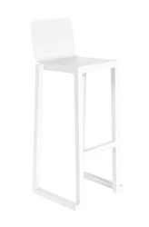 Hoker ogrodowy Barcino biały metalowy z oparciem nowoczesny do kuchni i na zewnątrz Resol