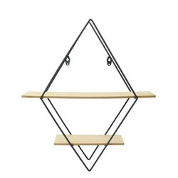 Półka wisząca na kwiaty i dekoracje Diamond czarna drewniana nowoczesna Intesi 46 cm