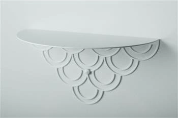 Nowoczesna biała półka ścienna metalowa Husk POLYHEDRA do salonu na książki 37 cm