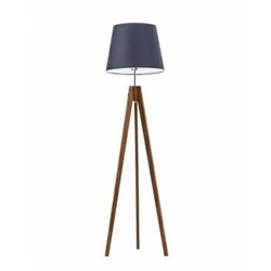 Lampa podłogowa drewniana trójnóg glamour Aruba granatowy abażur do salonu Lysne