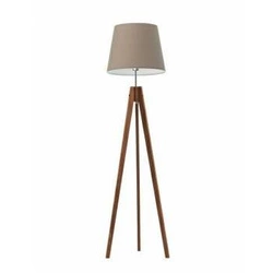 Lampa stojąca do salonu drewniana trójnóg Aruba beżowy abażur glamour Lysne 149 cm