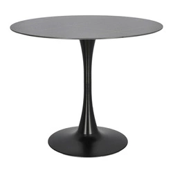 Stół okrągły do jadalni Simplet Skinny Premium Stone czarny marmur nowoczesny na jednej nodze 90 cm