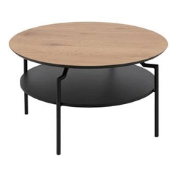 Stolik kawowy okrągły Goldington 80 cm nowoczesny z półką do salonu naturalny/czarny Actona