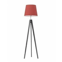 Lampa podłogowa trójnóg Aruba Lysne czerwona z abażurem drewniana do salonu glamour 149 cm